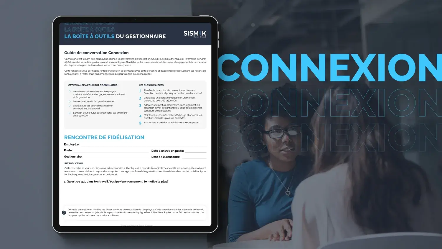 Tablette électronique affichant le formulaire avec l'inscription "Connexion"
